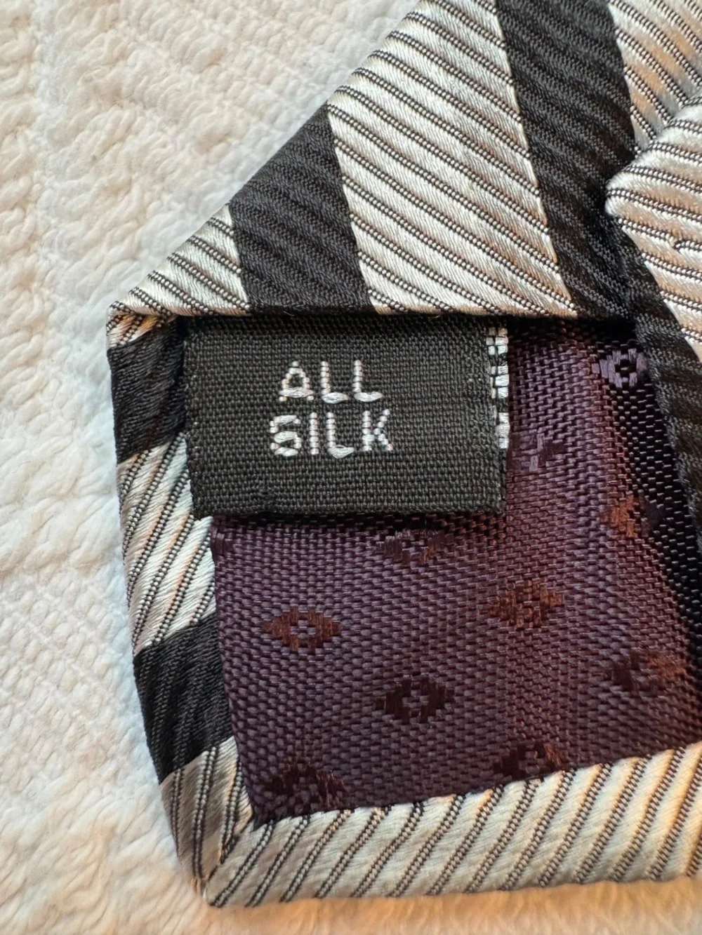 Gitman Bros. USA Silk Striped Tie - Black & Silver Gray